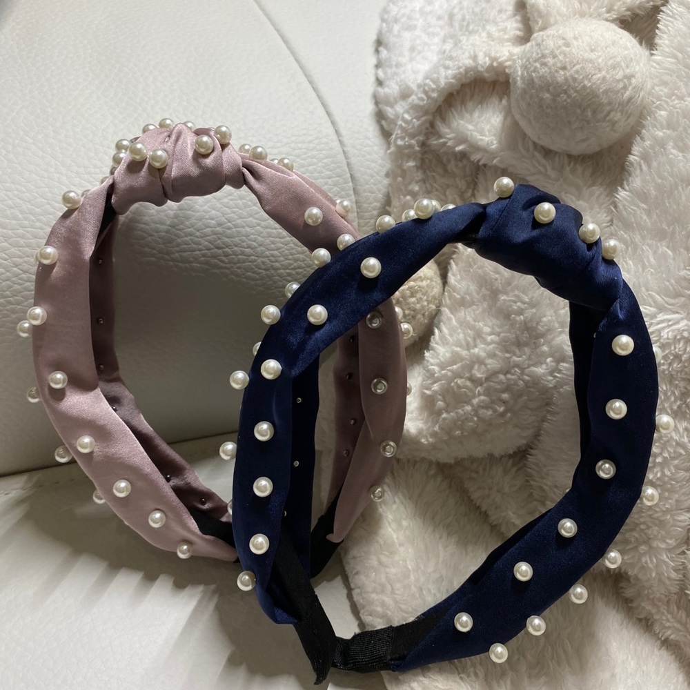 Pearl Embellished Headbands. Set of 2.